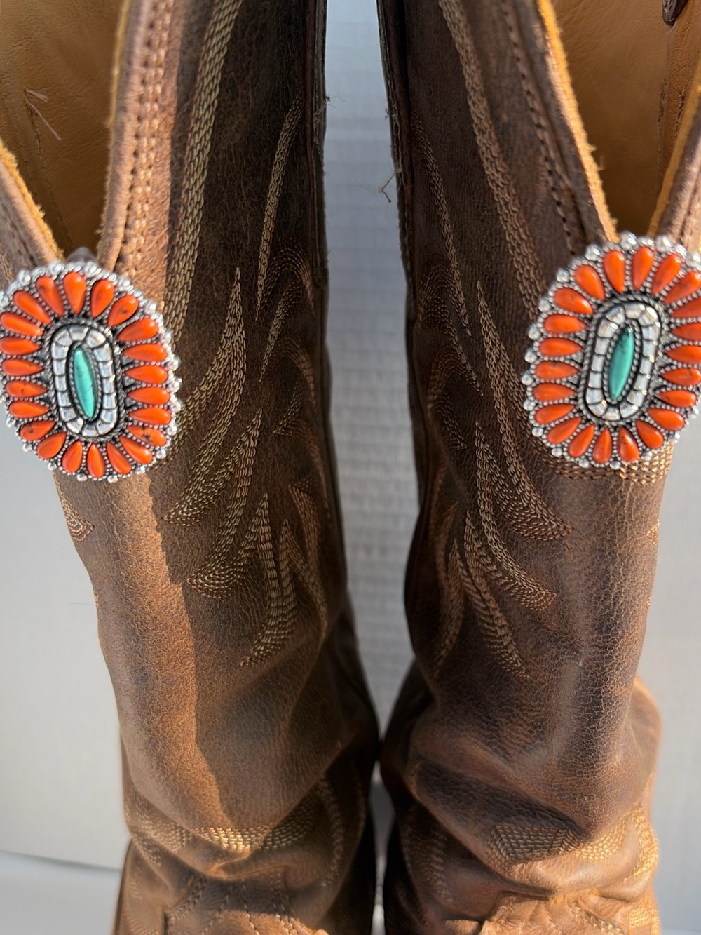Western Turquoise & Orange Statement Earrings | Cowgirl Rodeo Jewelry